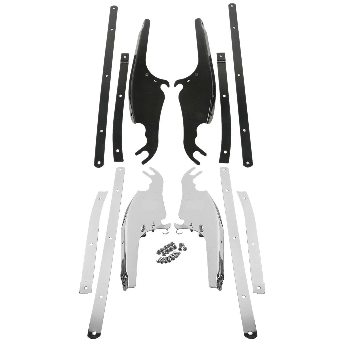 Chrome/Black Windshield Mount Bracket for Harley Softail Fatboy (2000-2017)