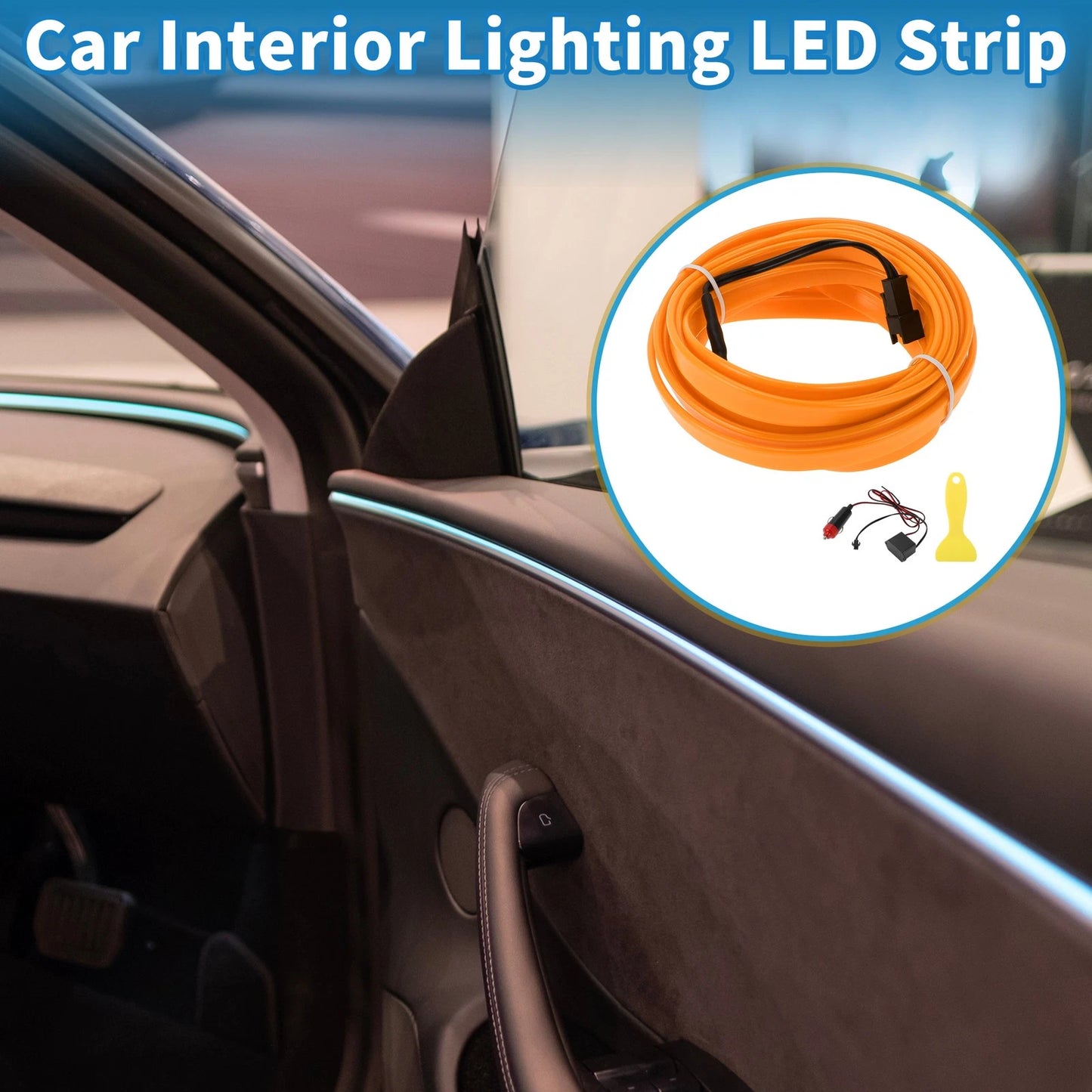 LED Strip Neon Wire Lighting for Universal Car (12V) - Yellow