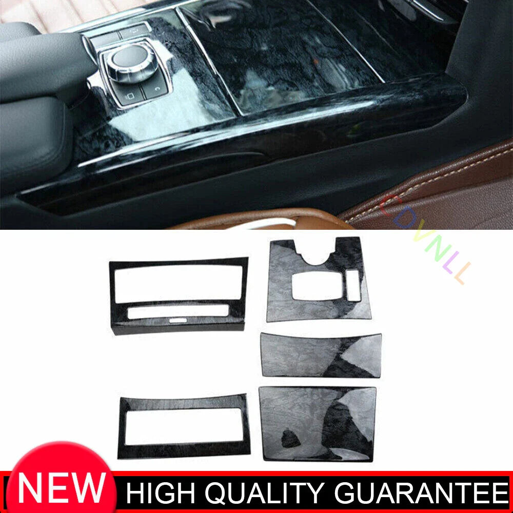Black Wood Grain Console Panel Dashboard Cover for Benz E-Class (2014–2015)