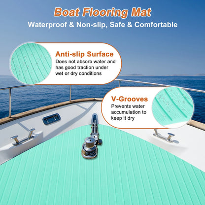 Self-Adhesive EVA Foam Boat Deck Flooring Strip 96"L x 47"W Seafoam Green