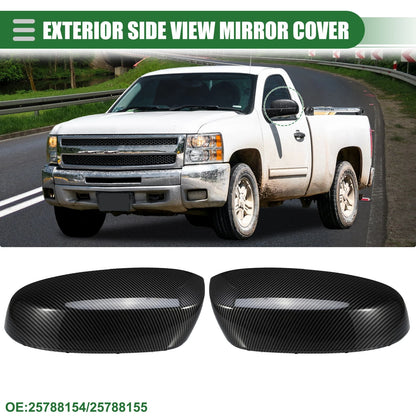 1 Pair Rearview Mirror Cover for Chevrolet Silverado 1500 (2019–2023) Black