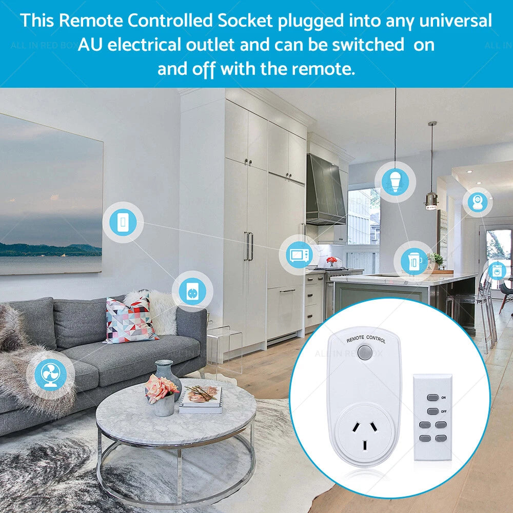 1 Pack Wireless Power Switch Mains Socket & 1 Remote Controller for AU Plug