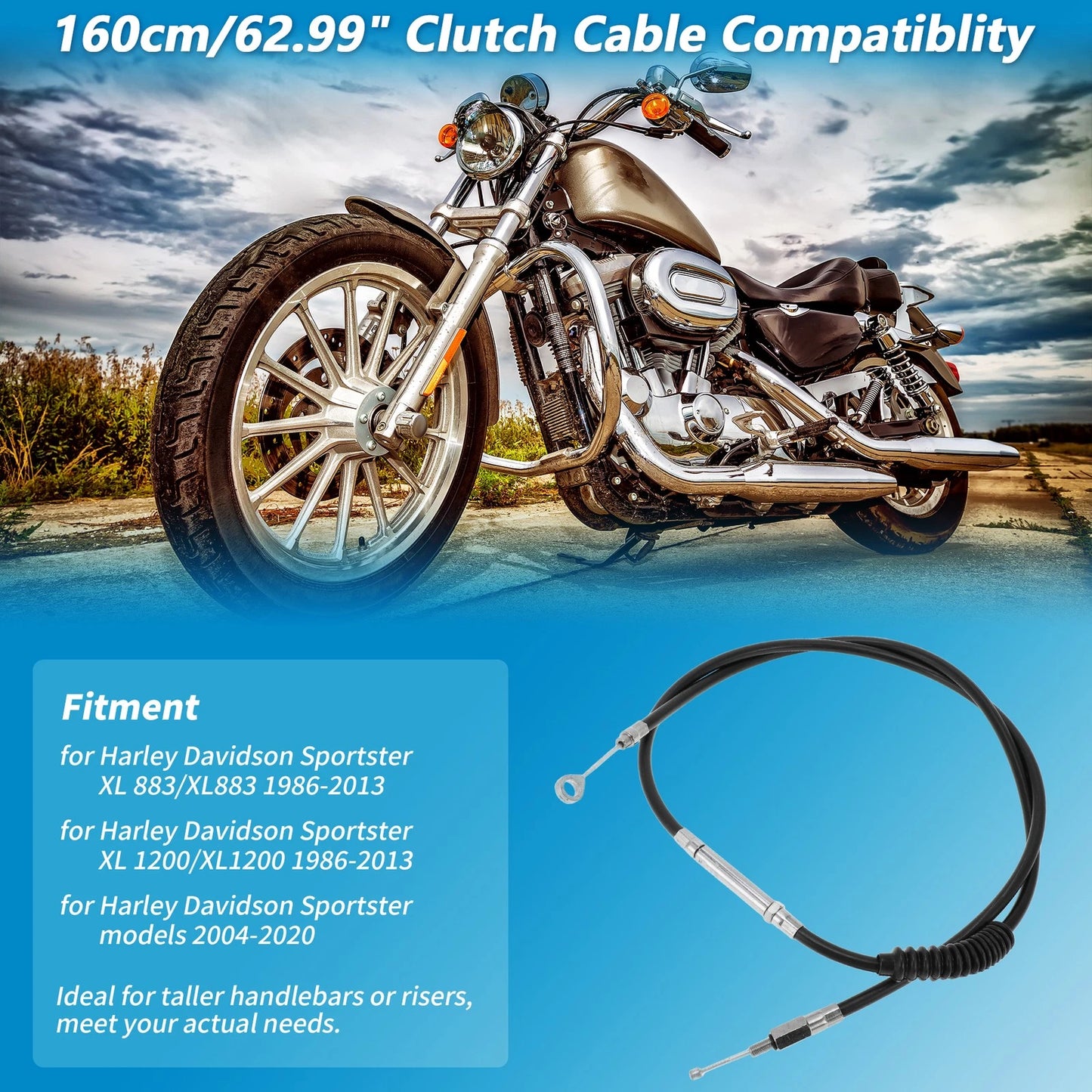 Clutch Cable for Harley Sportster XL883 XL1200 (1986–2013) 160cm/62.99"