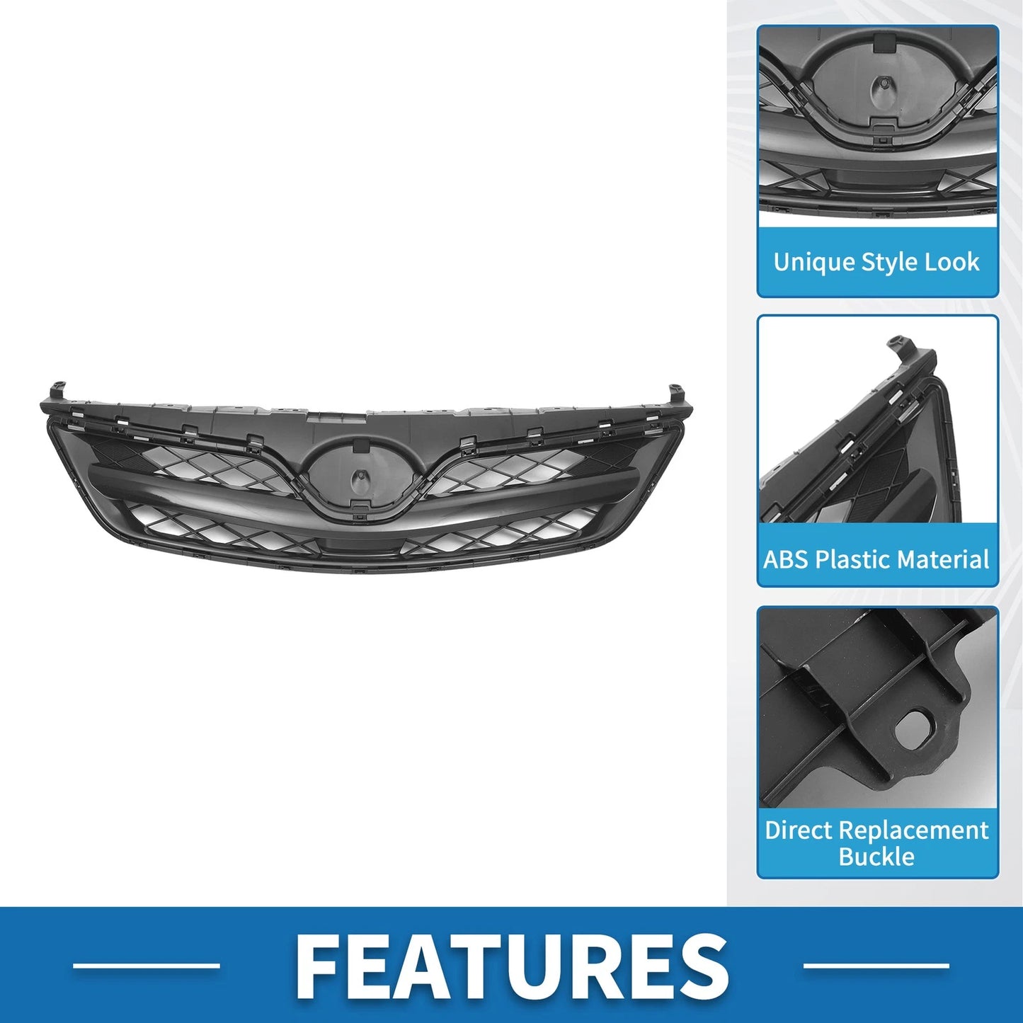 Front Hood Bumper Grille for Toyota Corolla (2010) - Black