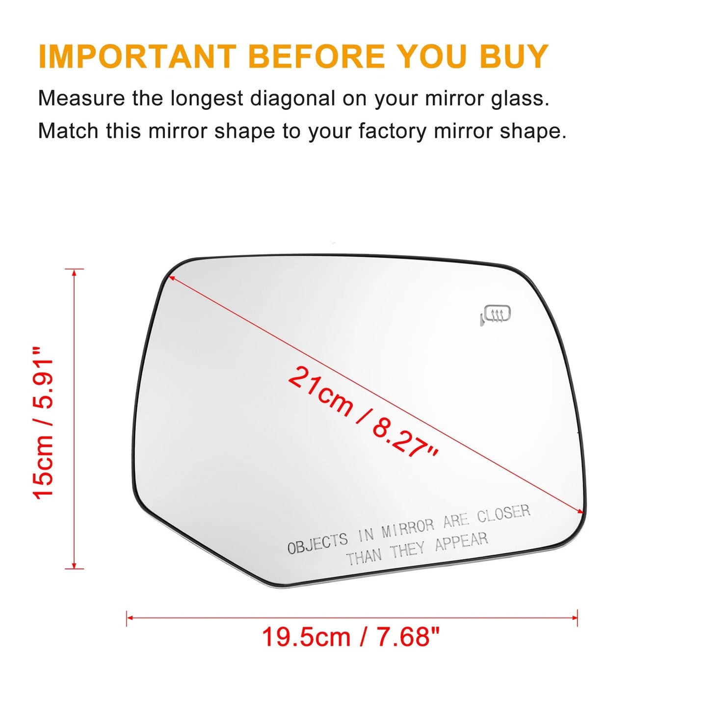 Heated Right Side Rearview Mirror Glass for Ford Escape (2008–2012)