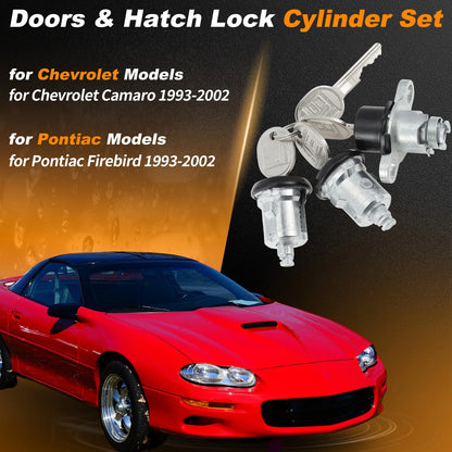Set of 2 Doors & Hatch Lock Cylinder PY472 for Chevrolet Camaro, Firebird (93–02)
