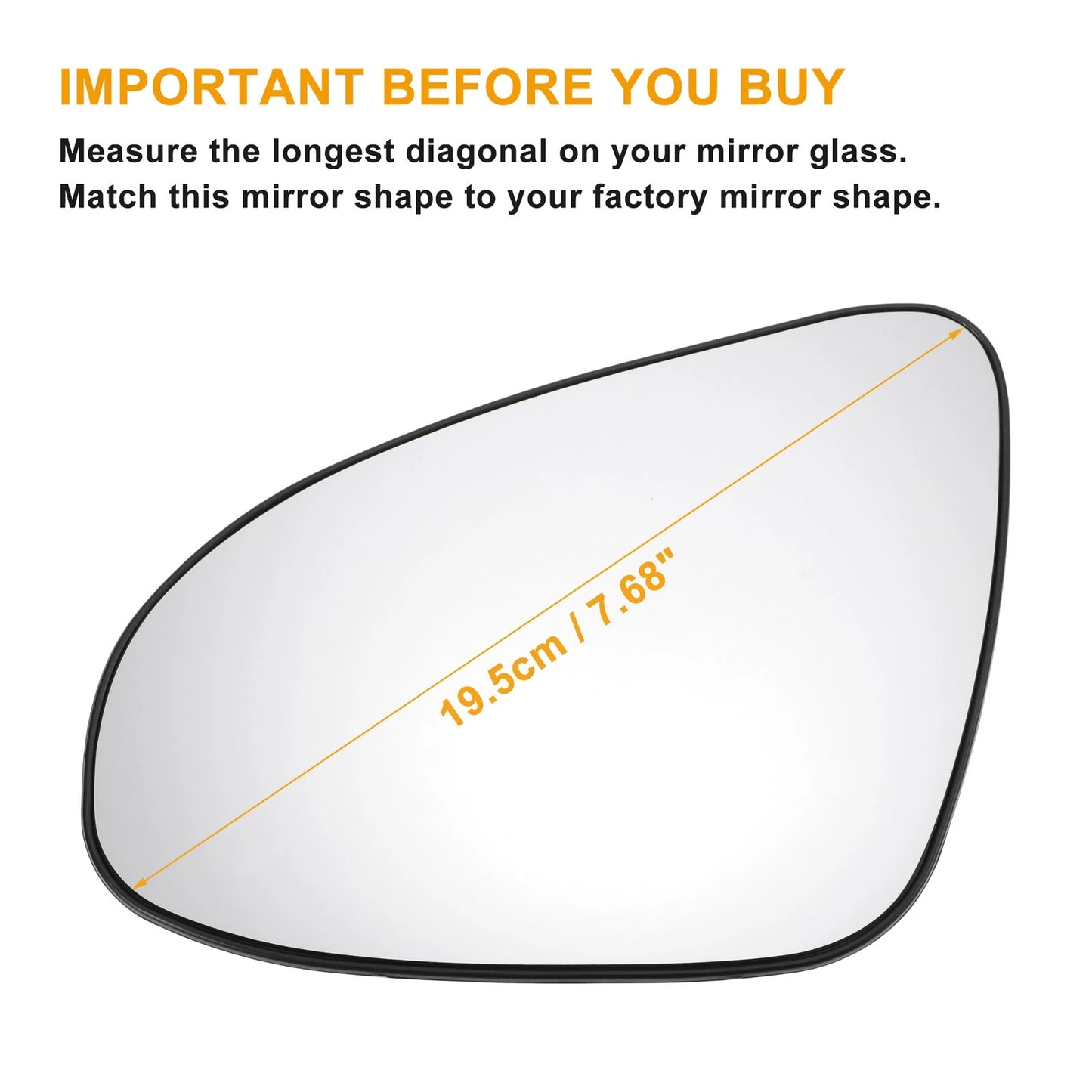 Left Side Heated White Mirror Glass for Toyota C-HR (2016–2023)