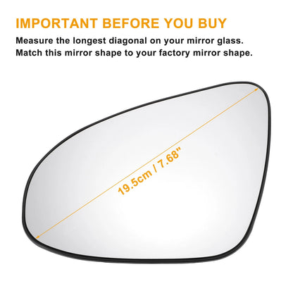 Left Side Heated White Mirror Glass for Toyota C-HR (2016–2023)