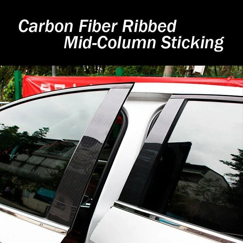 8pcs/set Carbon Fiber Pillar Posts Door Trim Covers for Toyota CH-R (2018–2021)