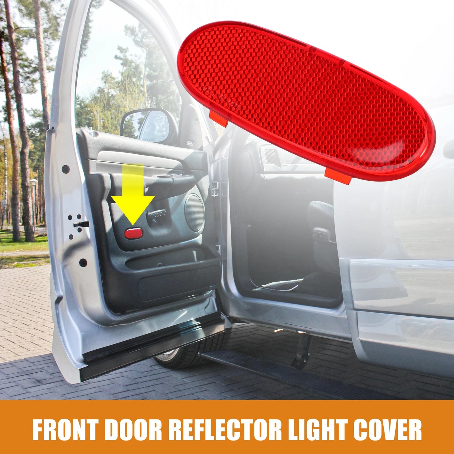 Front Door Panel Reflector Light Cover for Dodge Ram 1500 (2019–2023) 5179299AA Red