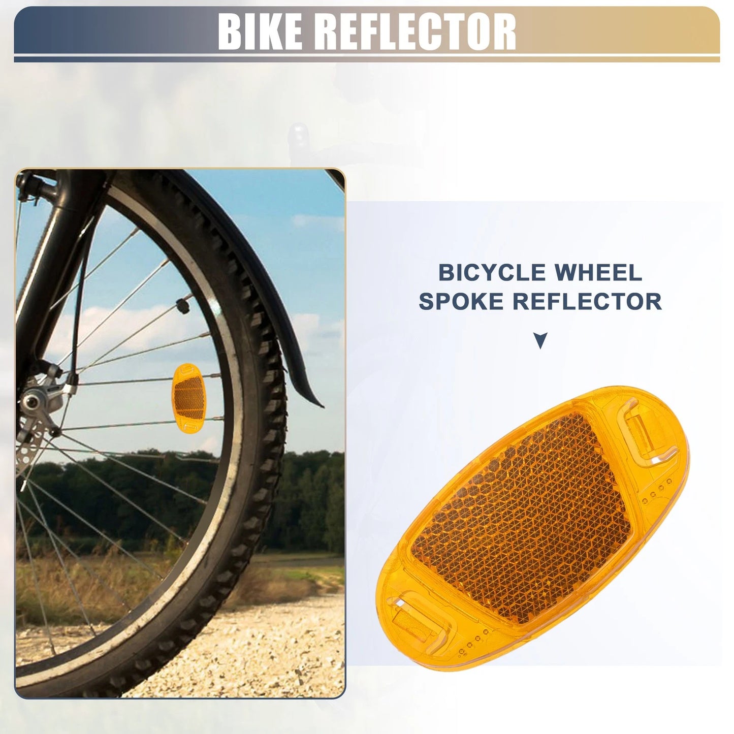 2X Bicycle Warning Reflectors for Bike (2.76"x1.38"x0.31", ABS, Yellow)