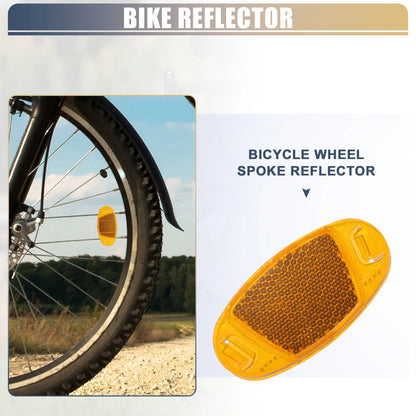 2X Bicycle Warning Reflectors for Bike (2.76"x1.38"x0.31", ABS, Yellow)