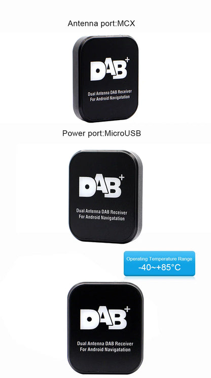 DAB+ Digital Tuner Adapter for Car Audio Radio USB Receiver with Dual Antennas