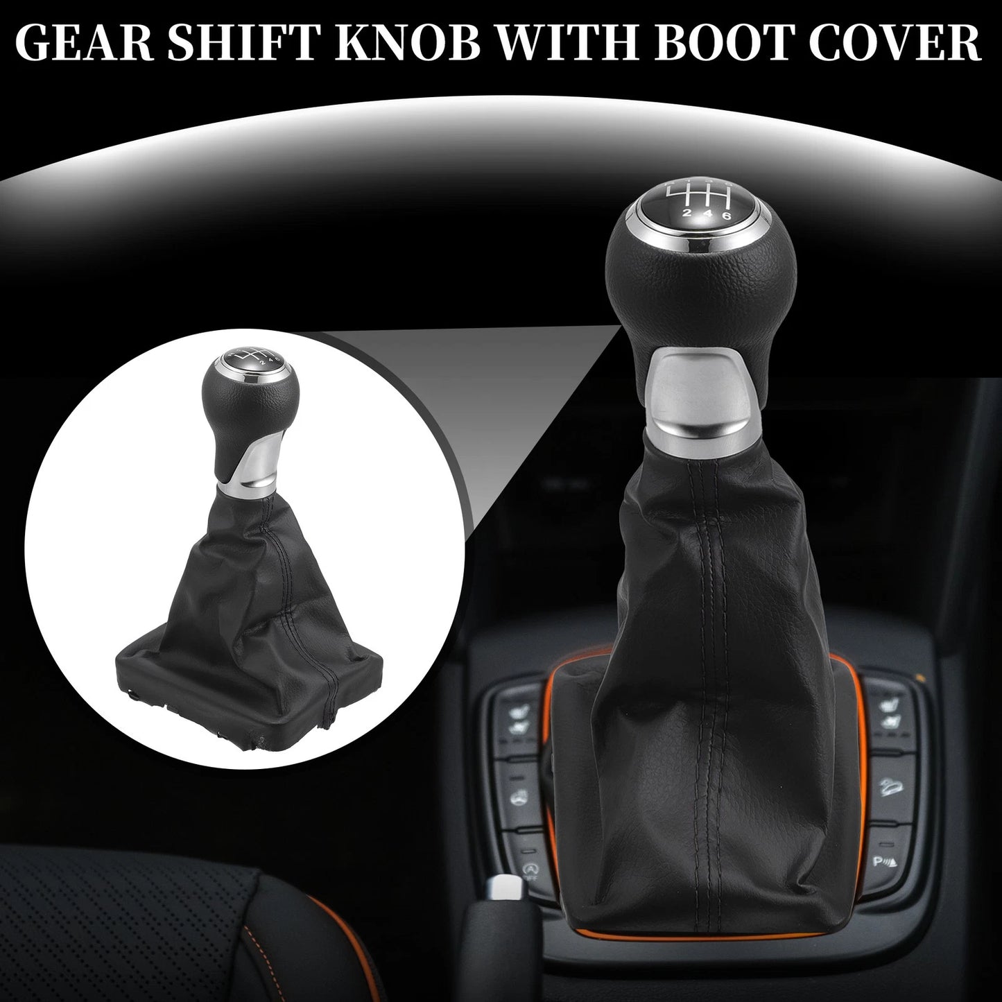6 Speed Gear Shift Knob with Dust Cover for Audi A6 C6 4F (2004–2008)
