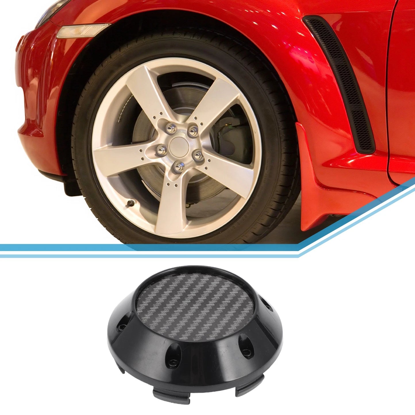 1 Piece 68mm Wheel Center Cap   - Black Carbon Fiber