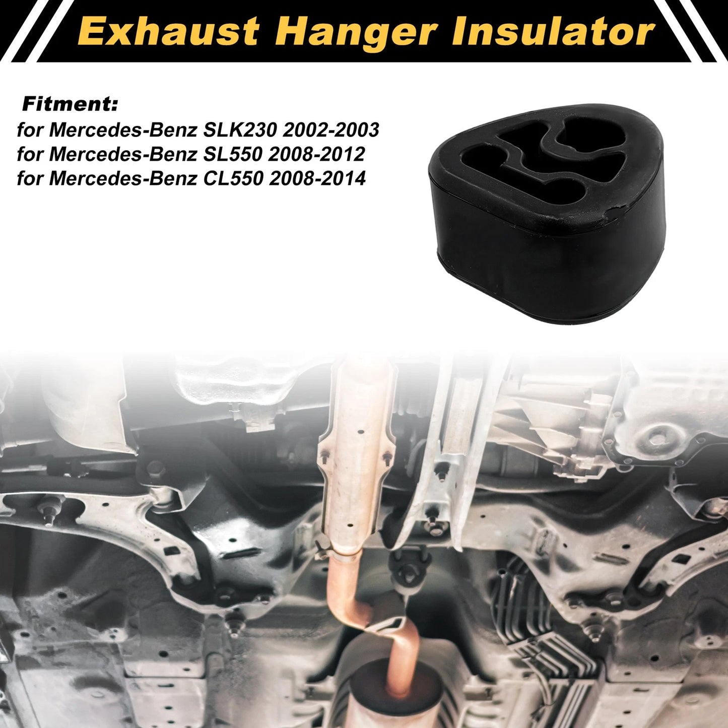 Muffler Exhaust Hanger for Mercedes-Benz SLK230 (2002–2003) 2024920344 Rubber Black