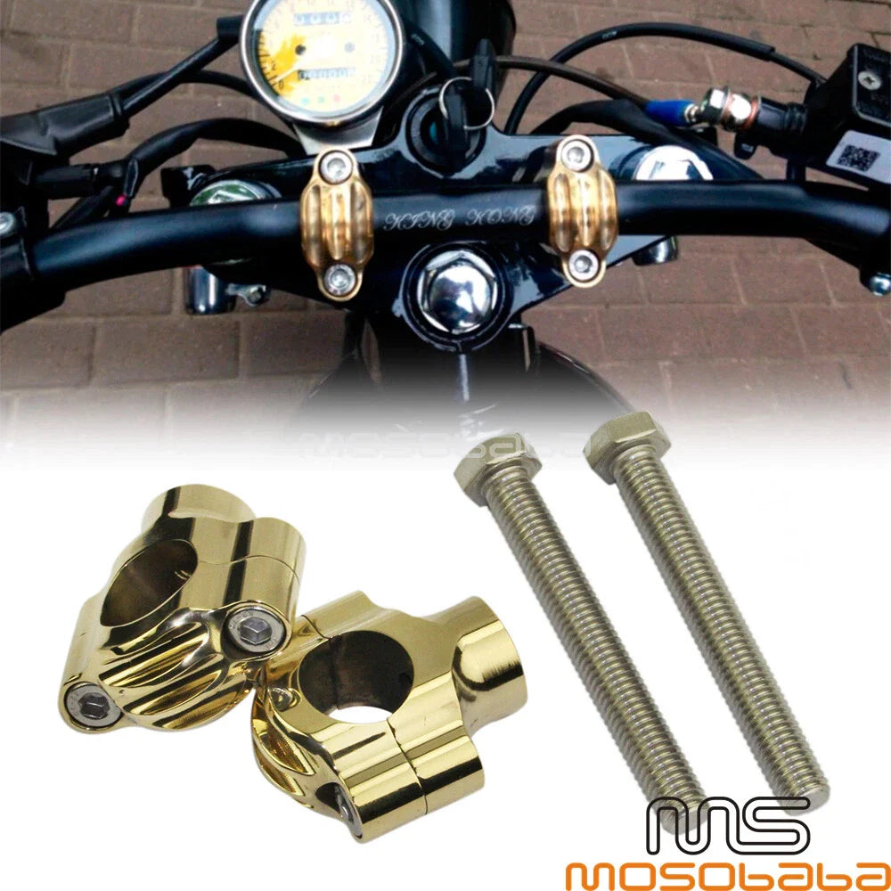 Brass 1" Handlebar Riser Clamps for Harley Chopper Sportster Road Glide