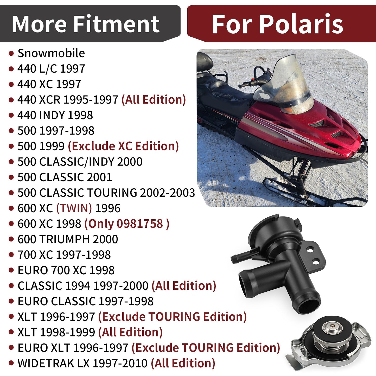 Coolant Filler Neck with Cap for Polaris Snowmobile (440–700)