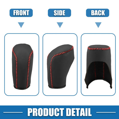 Gear Shifting Knob Cover for Hyundai Verna 2010-2014 Faux Leather Black Red