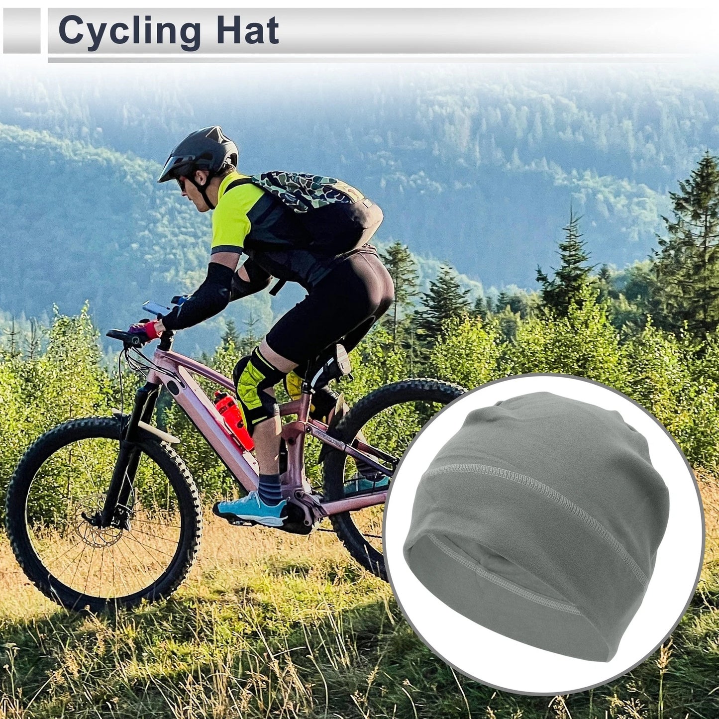 Cycling Hat for Universal Fit (27x19cm) - Light Gray, Ear Protection