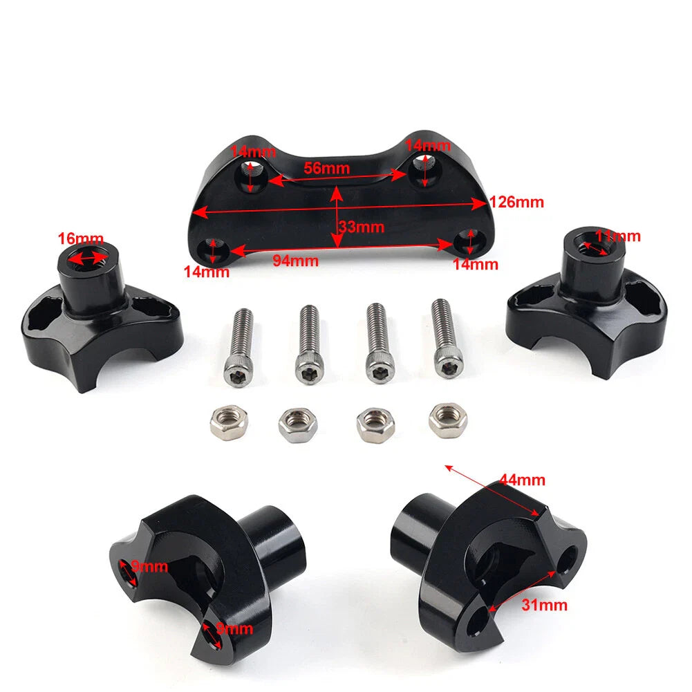 1.7" Handlebar Risers for Harley Dyna, Street Bob, Softail, Sportster (2006-2023)