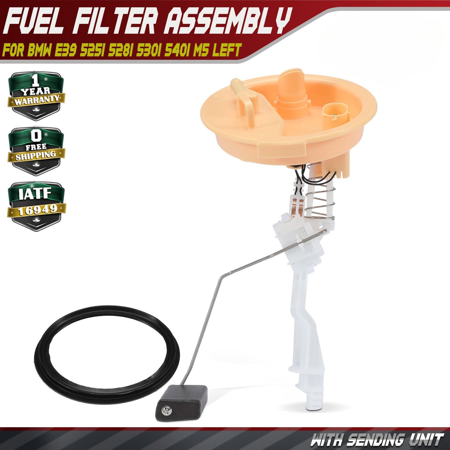 Left Fuel Filter with Sending Unit for BMW E39 525i 528i 530i 540i M5 (1997–2003)