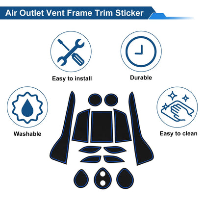 Set of 14 Non-Slip Mats for Toyota C-HR ZYX10/NGX50 (2016–2023) PVC Blue