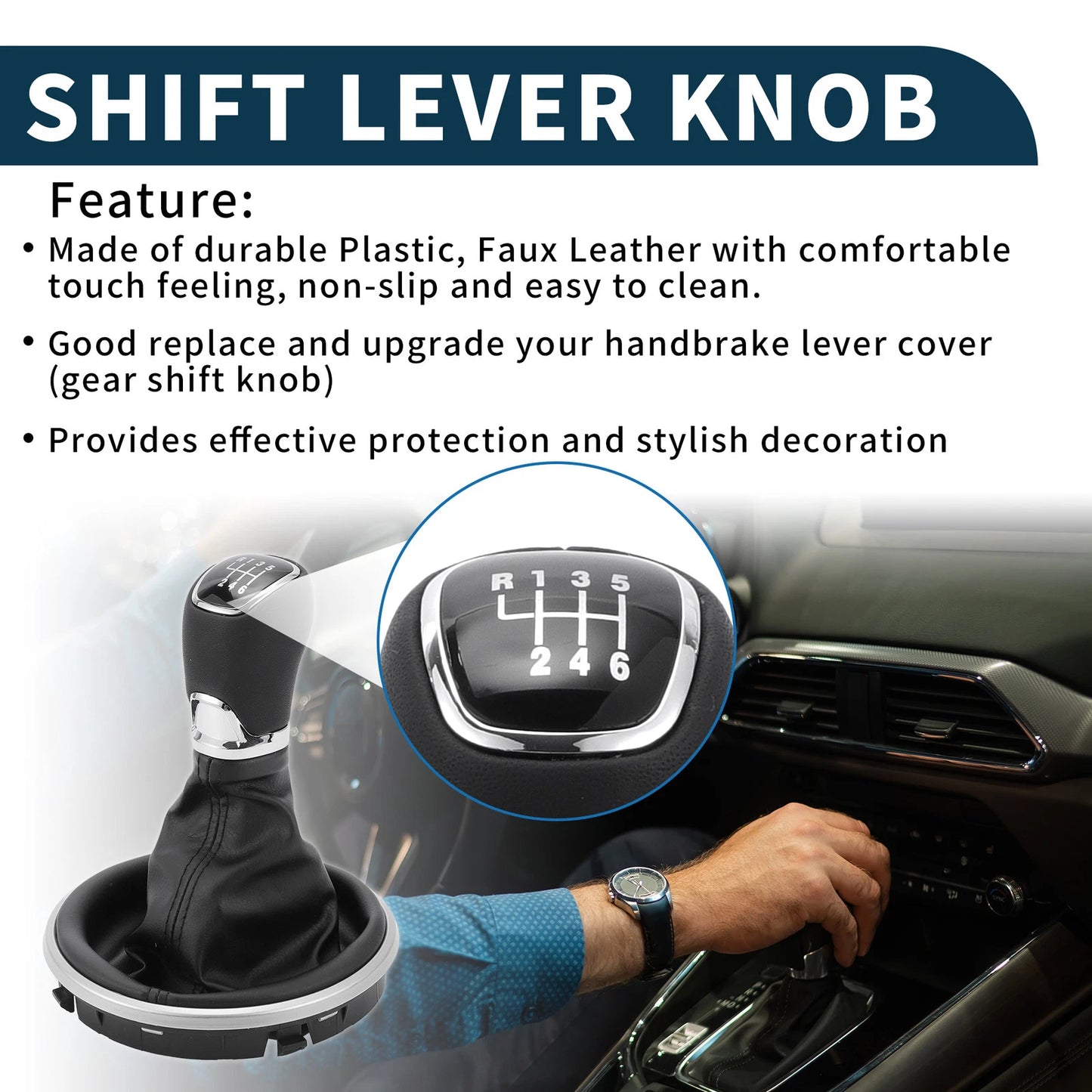 6 Speed Manual Gear Shift Knob with Cover for Skoda Fabia II (2007–2014)