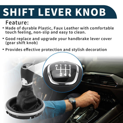 6 Speed Manual Gear Shift Knob with Cover for Skoda Fabia II (2007–2014)