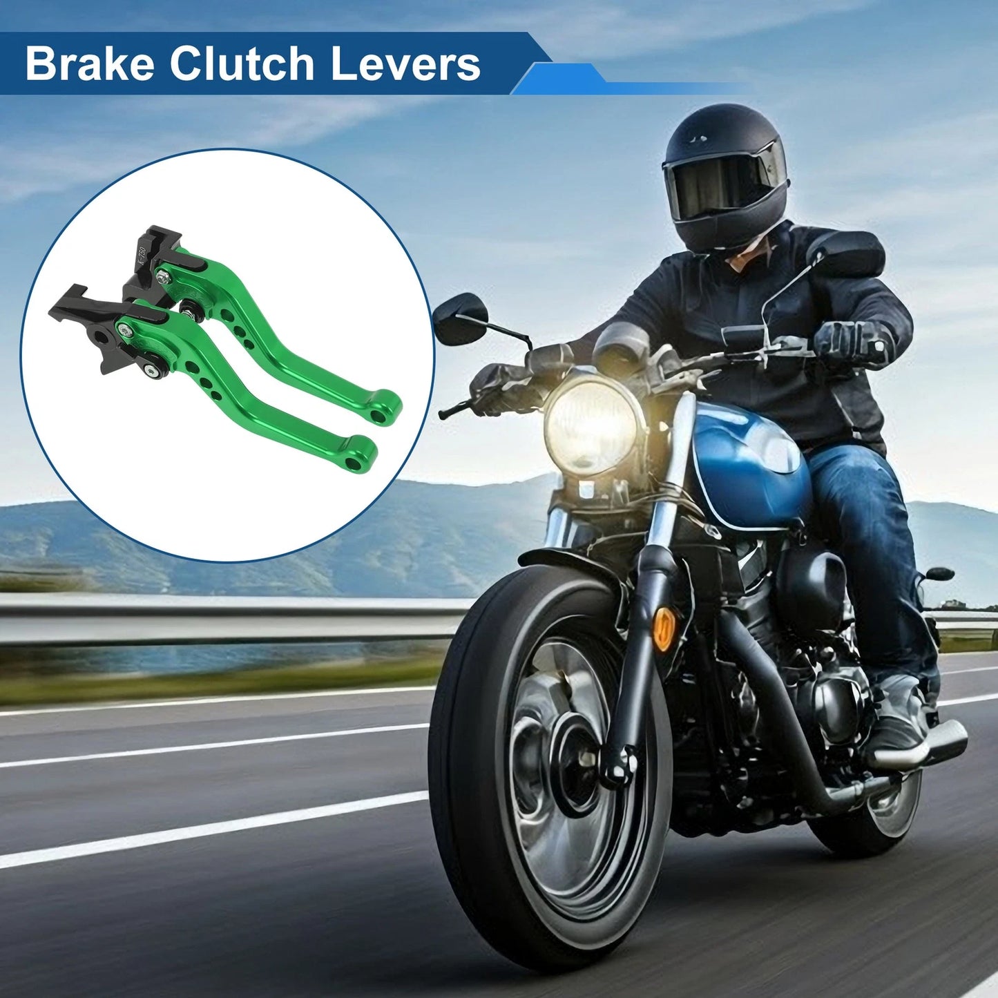 Adjustable Short Brake Clutch Levers for Kawasaki Z650 (2017–2023) Solid Green
