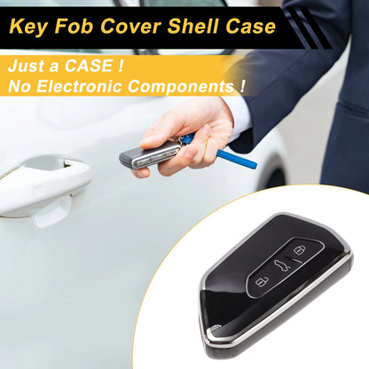 TPU Key Fob Shell Cover Case for VW Golf (2020–2023) 3 Buttons Black Silver Tone