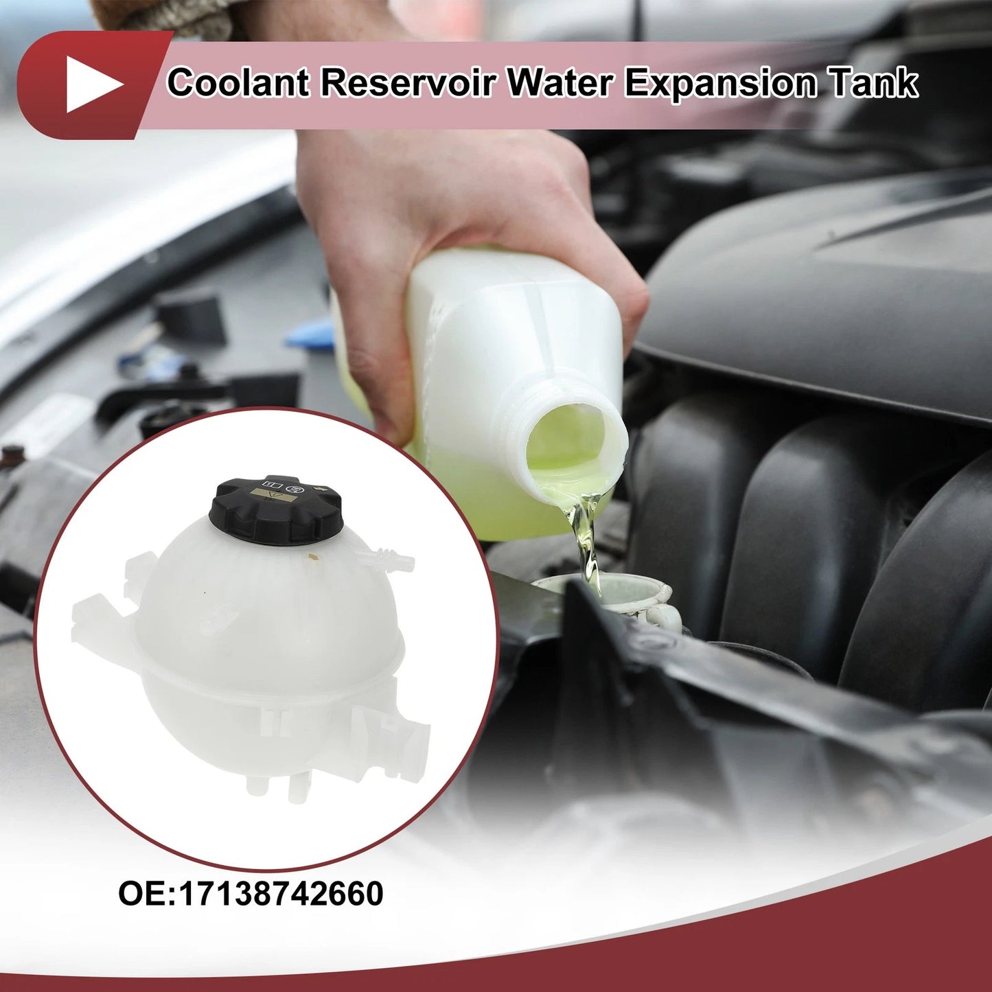 Coolant Expansion Overflow Tank with Cap No. 17138742660 for BMW X3 X4 (2018–2023)