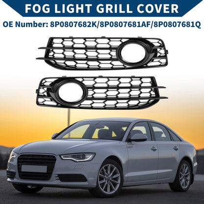 1 Pair Front Fog Light Grill for Audi A3 (2003–2012) No. 8P0807682K/8P0807681AF Black