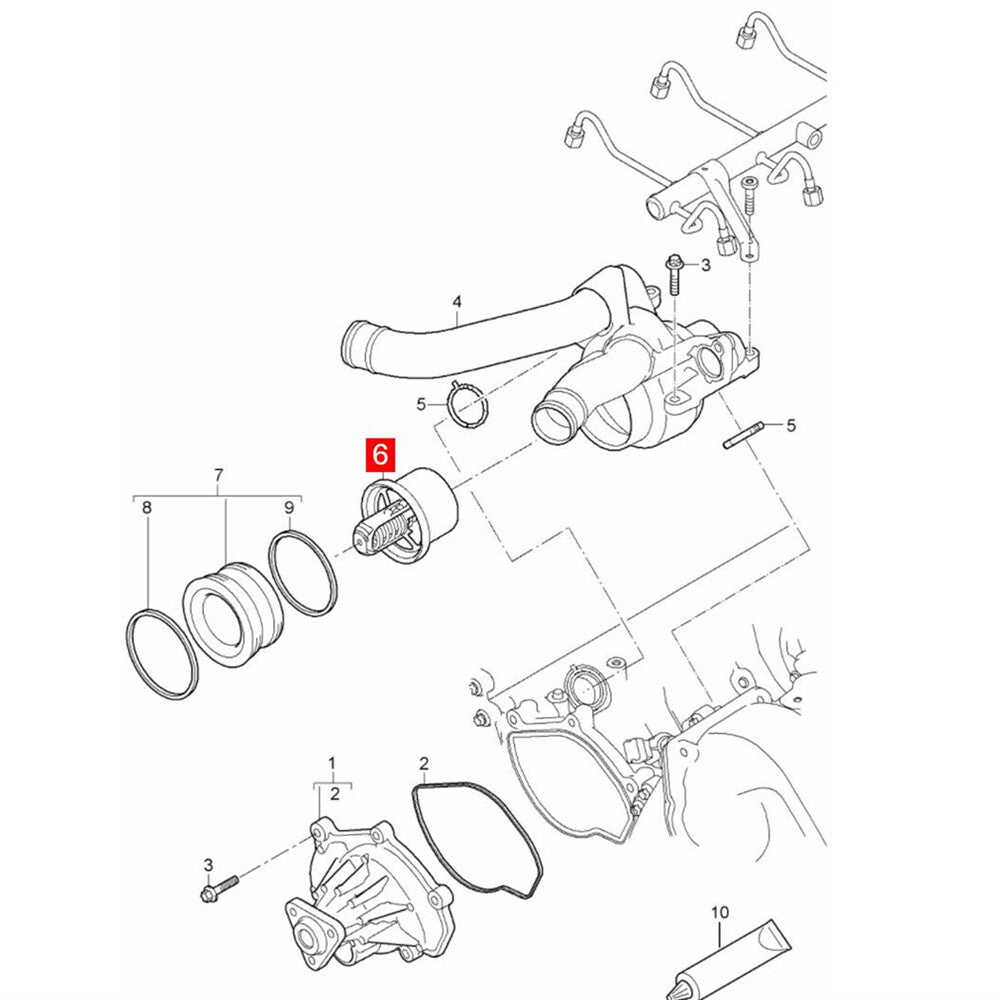 Engine Coolant Thermostat for Porsche Cayenne S Turbo GTS (2008–2010)