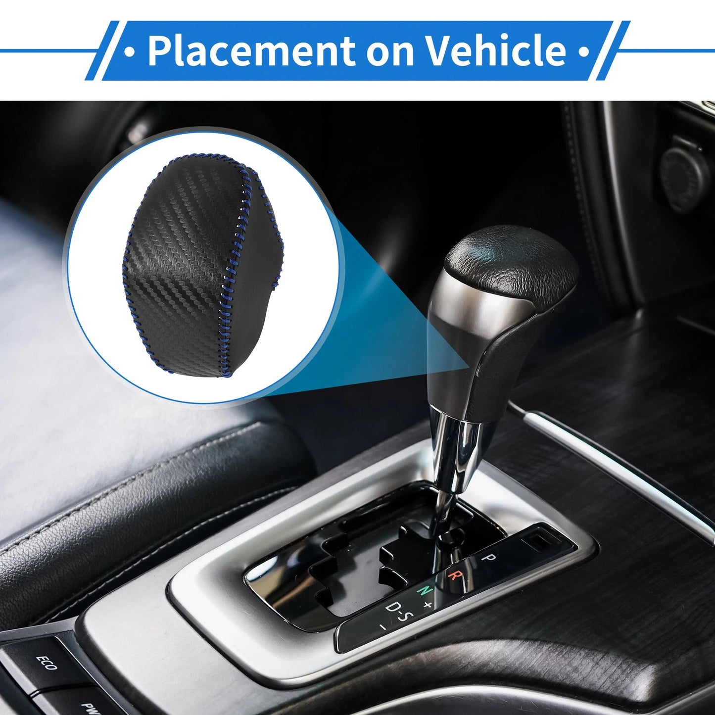 Gear Shift Knob Cover for Toyota RAV4 (2019–2024) Carbon Fiber Black Blue