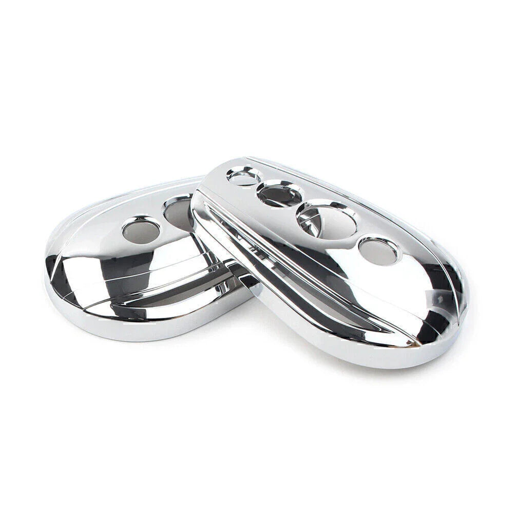 Chrome Oval Rear View Mirror Covers for Harley Dyna Softail Sportster