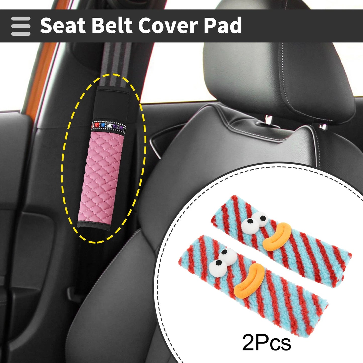 Set of 2 Seat Belt Cover Pads for Universal Fit (24cm)