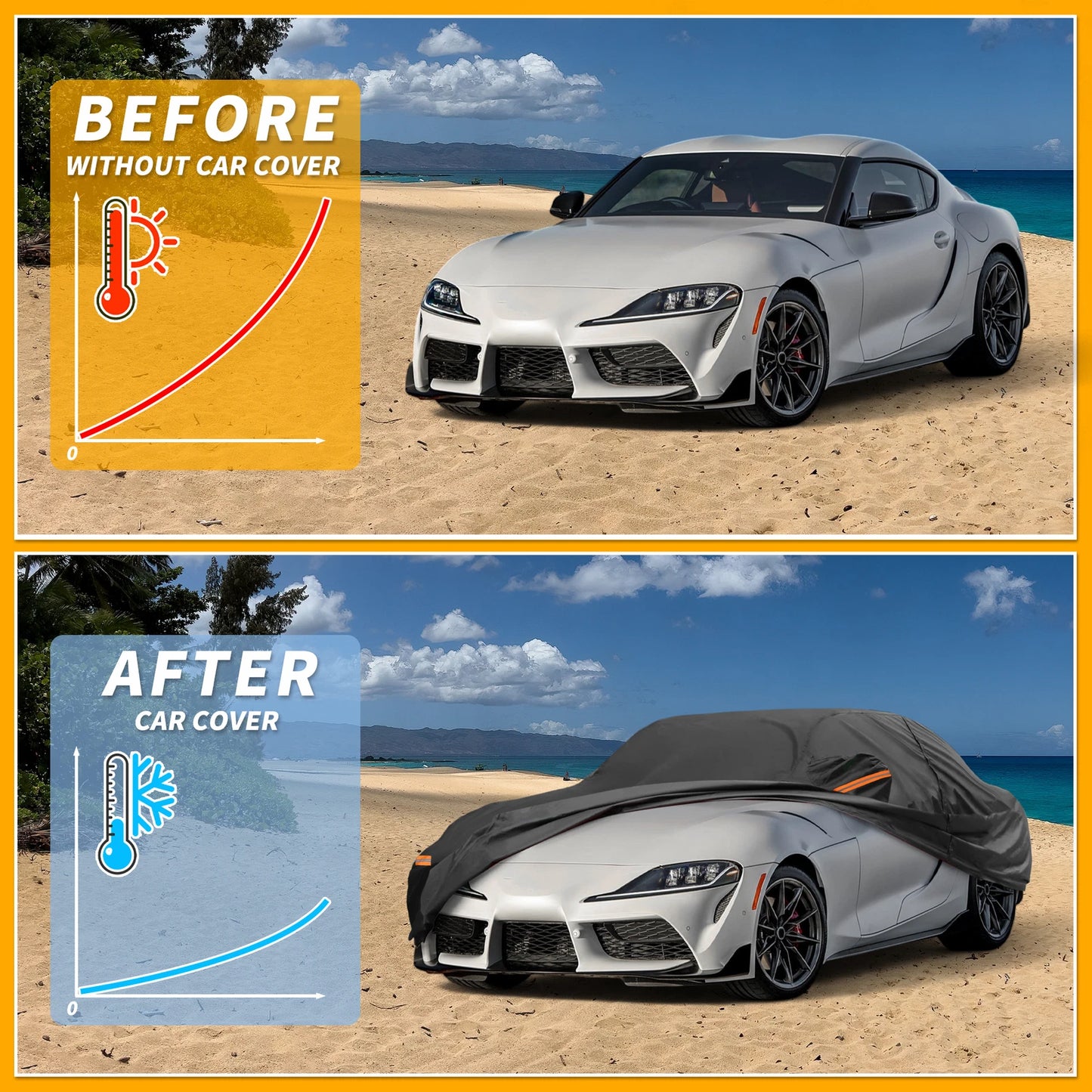 Waterproof Car Cover for Toyota Supra (190T-PU, Black)