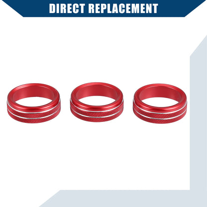 Set of 3 Air Conditioner AC Control Switch Knob Covers for Honda Fit (2020–2023) Red