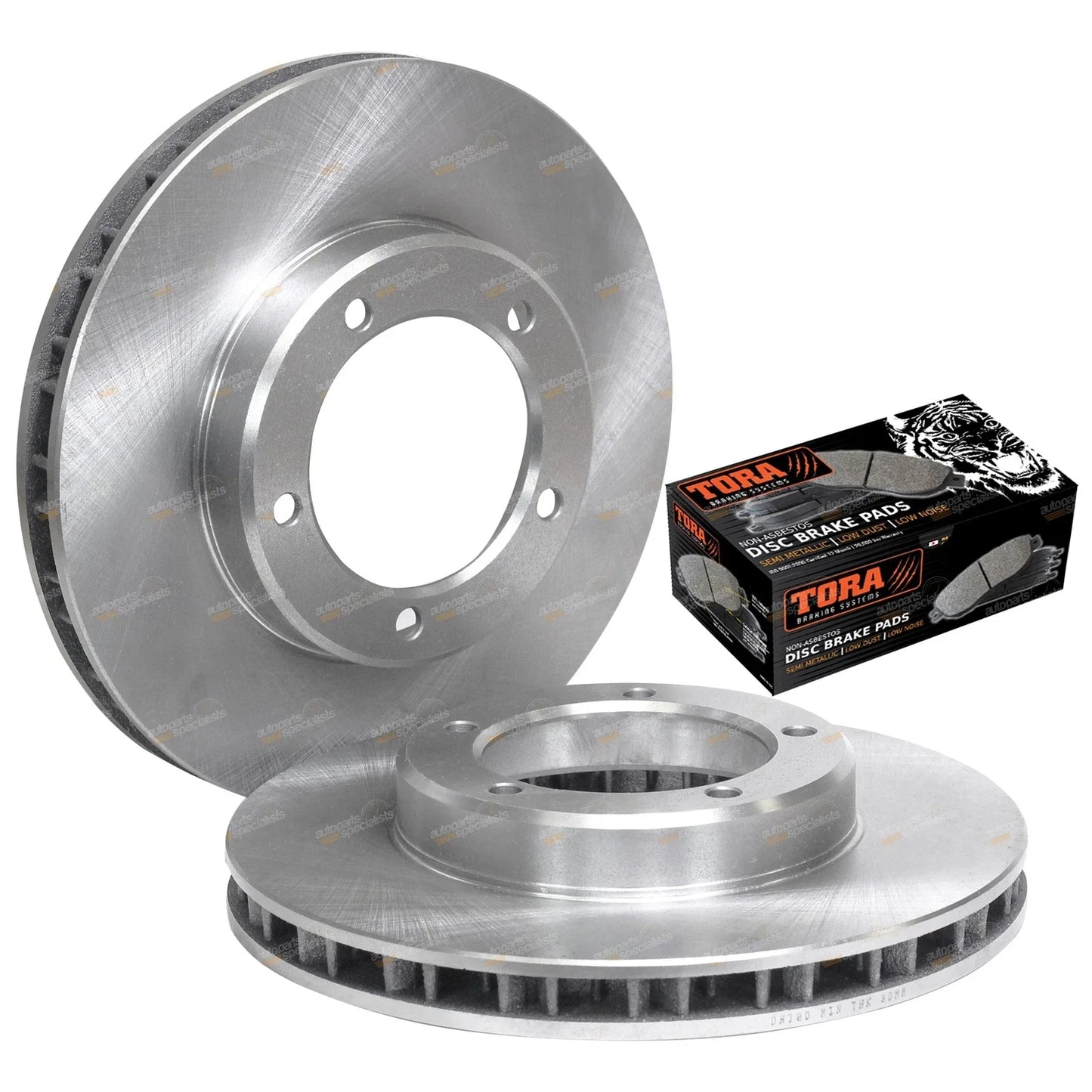 2 Front Disc Rotors + Brake Pads Kit for Landcruiser VDJ76/78/79 (2007–2017)