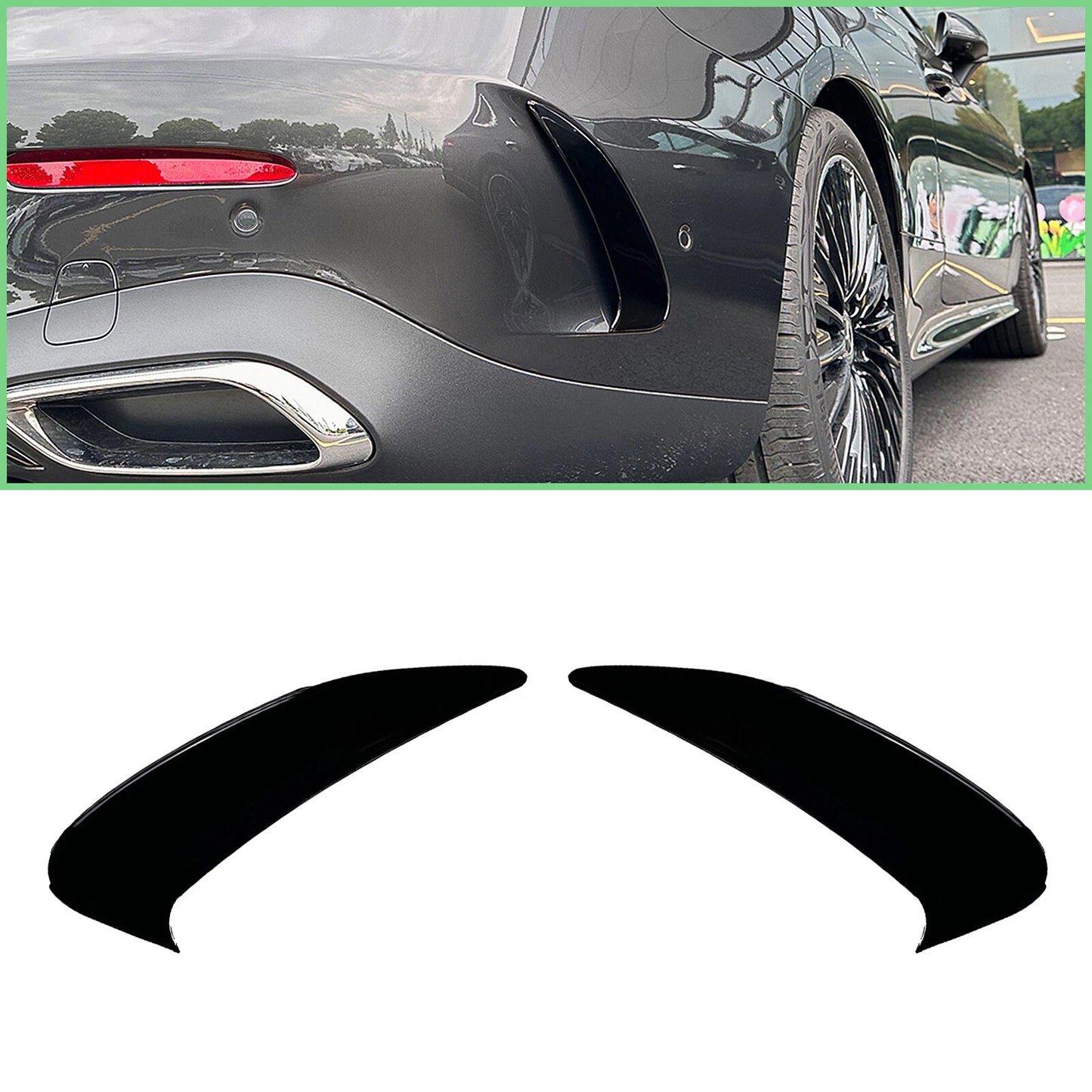 1 Pair Gloss Black Rear Bumper Spoiler Trim for Benz GLE Coupe (2024-)