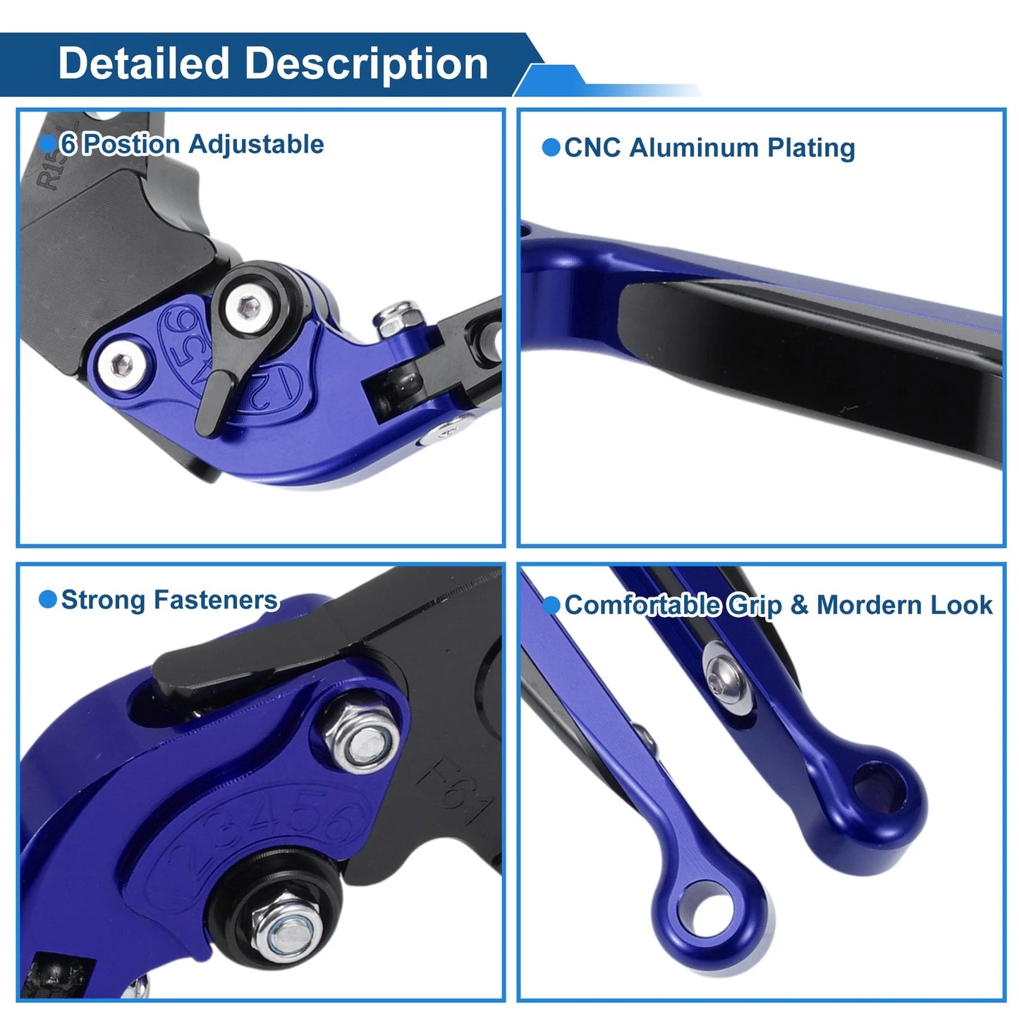 Adjustable Brake Clutch Lever for Yamaha WR125X (2009–2015) Blue Black