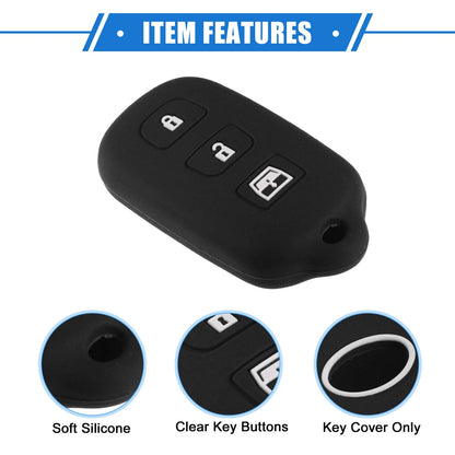 2X Remote Key Fob Case for Toyota 4Runner Sequoia (2003–2023) 4 Button Silicone Black