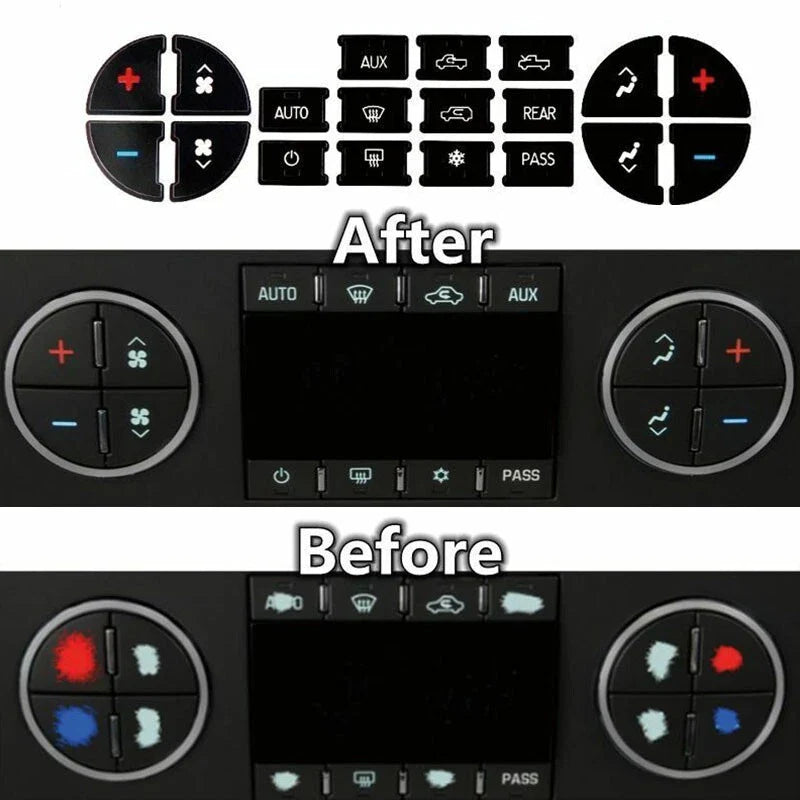 Set AC Dash Button Repair Kit Decal Stickers for Car