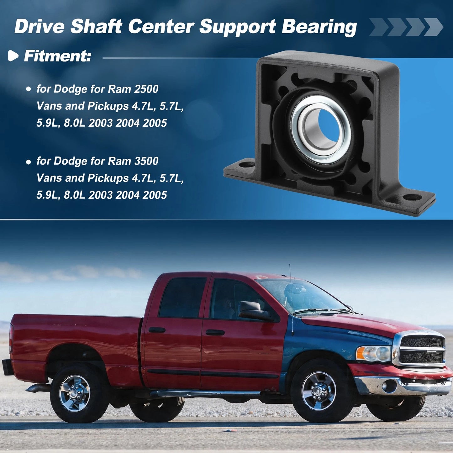 Drive Shaft Center Support Bearing for Dodge Ram 2500 3500 (2003–2005) 5093379AB