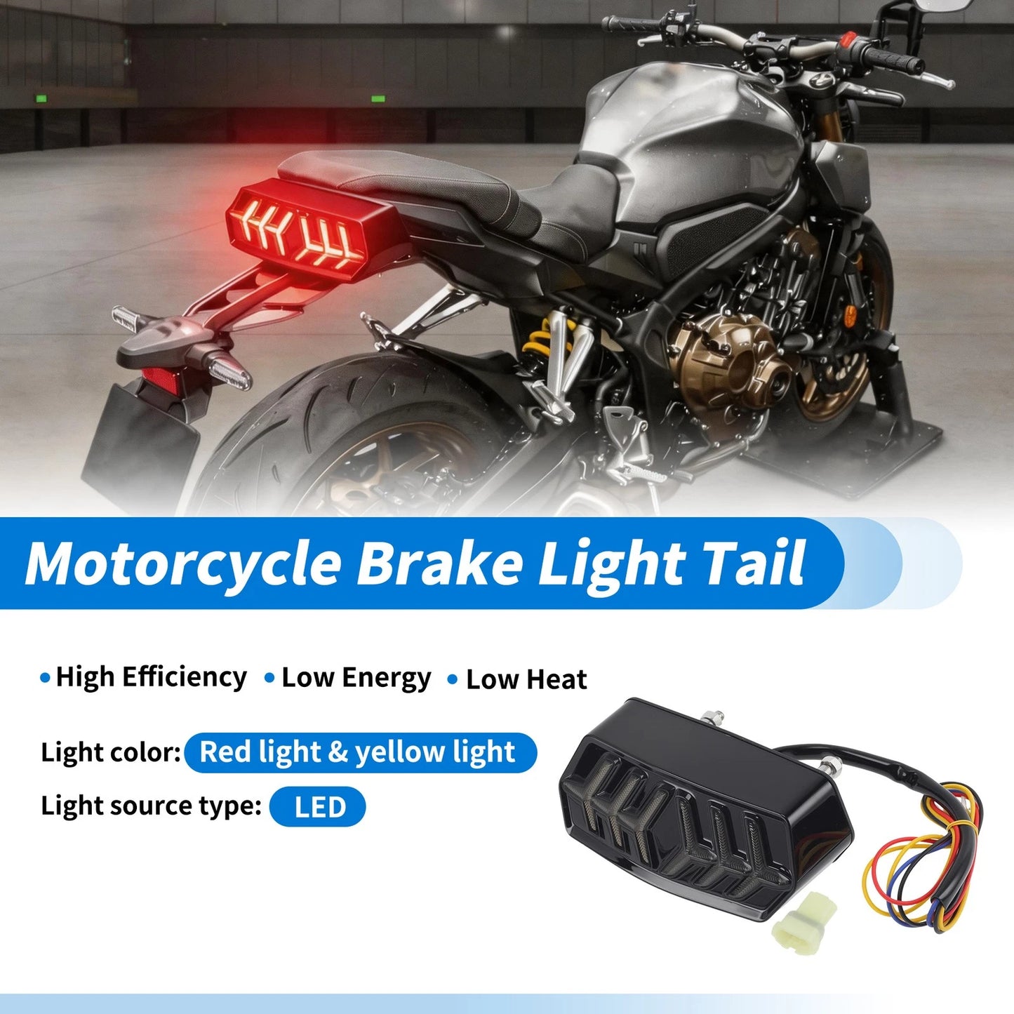 LED Motorcycle Tail Light for Honda MSX/Grom125 (2013–2023) 12V Red Yellow