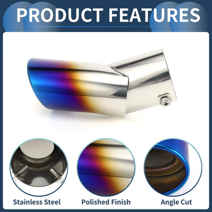 1Pc Curved Slant Exhaust Tip 2.8" for Land Rover Range Rover (2002–2010) Burnt Blue