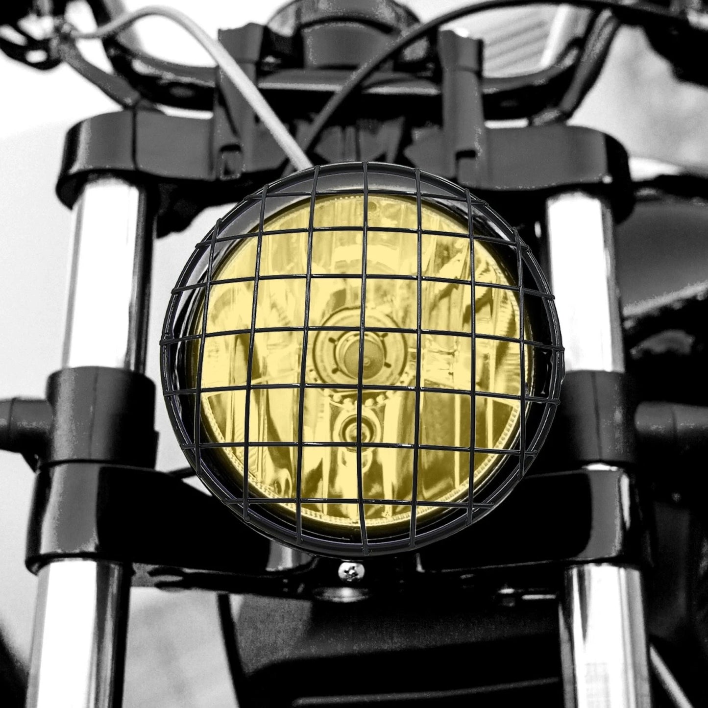 Headlight Mesh Grill Cover for Harley (7.8" Black Metal)