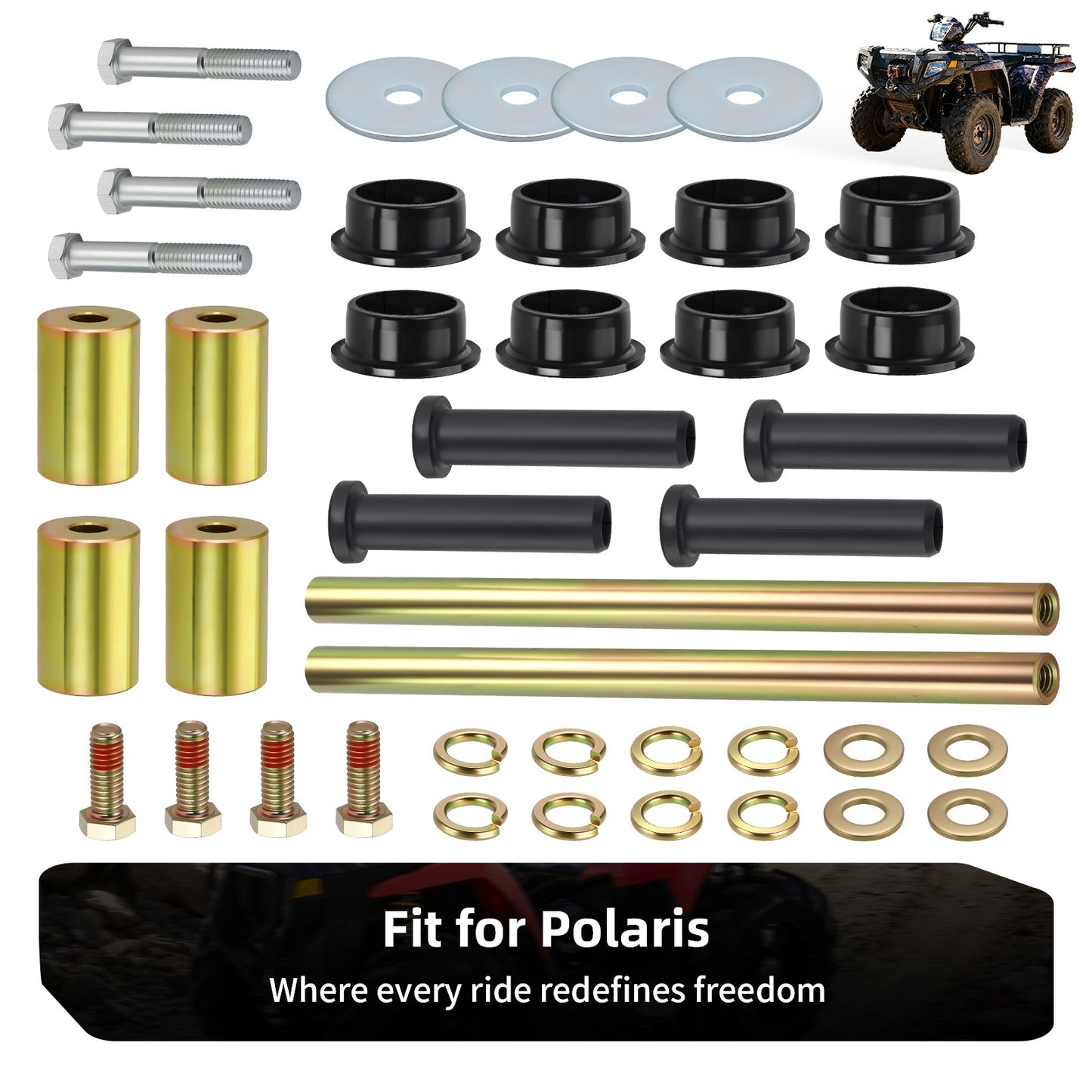 Rear Lower A-Arm Shaft Bushing Bolt Kit for Polaris Sportsman 800 (2005–2010)