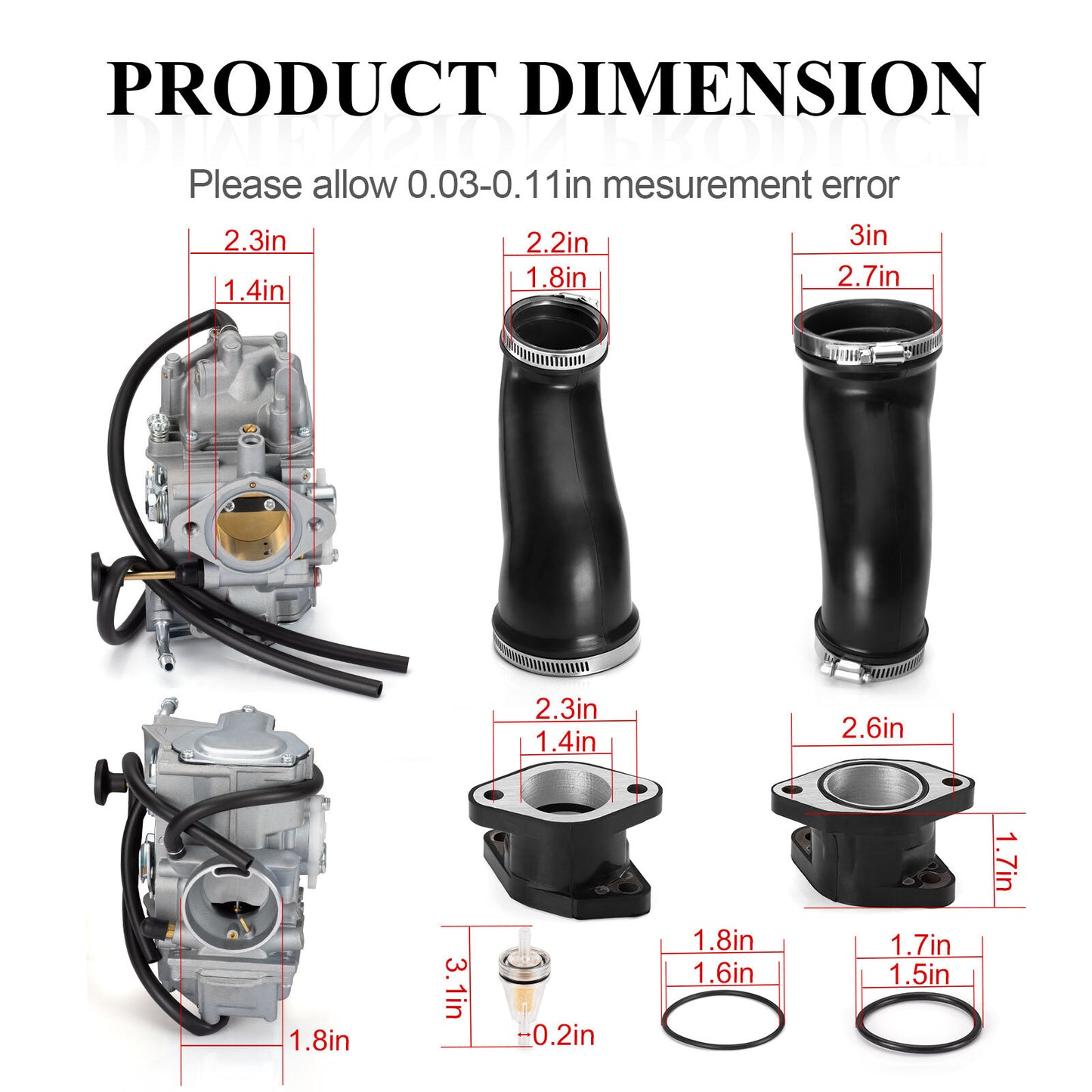 Carburetor and Intake Manifold Boot for Yamaha Warrior 350 (1987–2004)